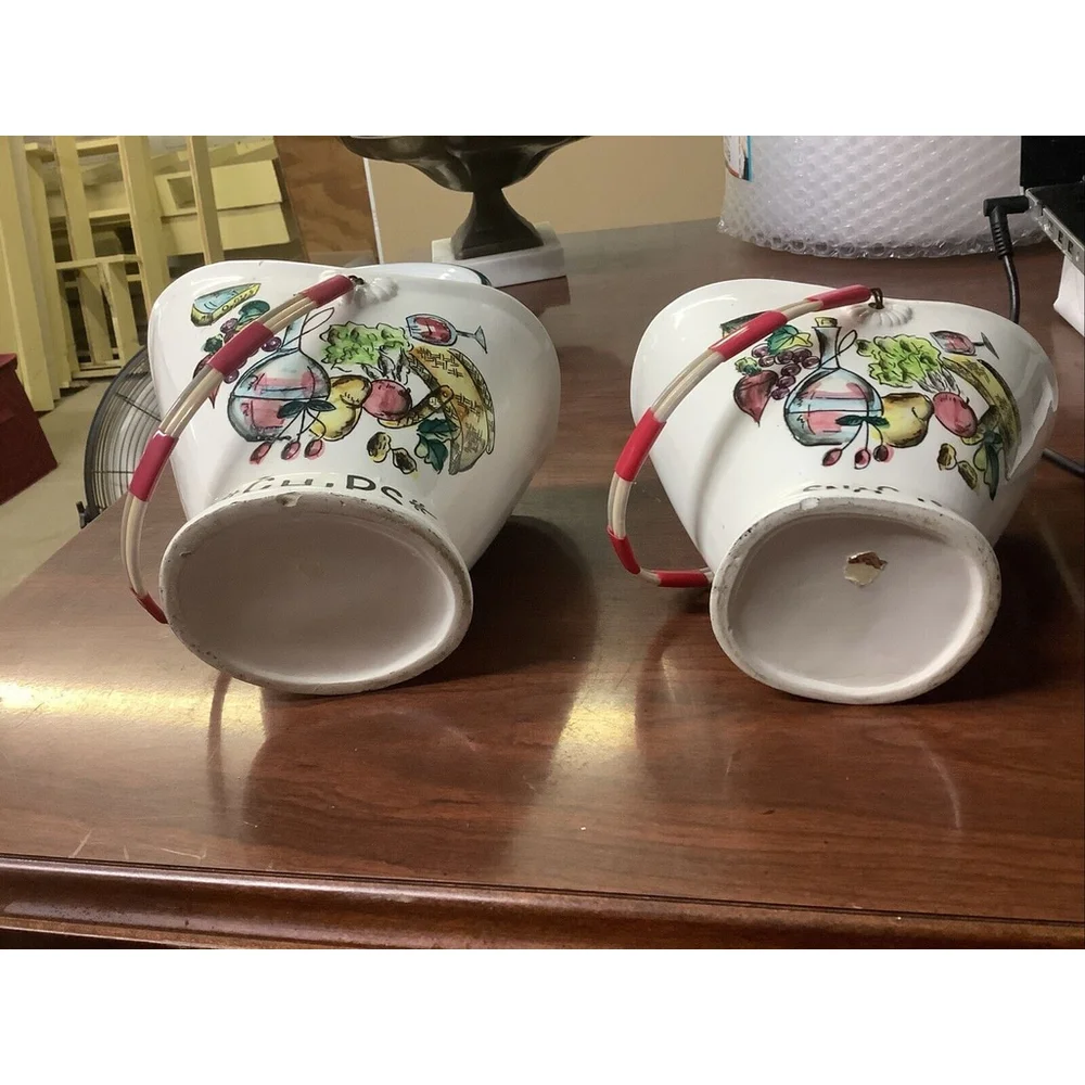 vintage chips, snack, & Nuts porclean baskets with handles